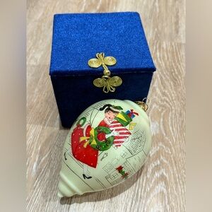 Pier 1 Li Bien Vintage 2013 Festive Ornament with Blue Velvet Box.
